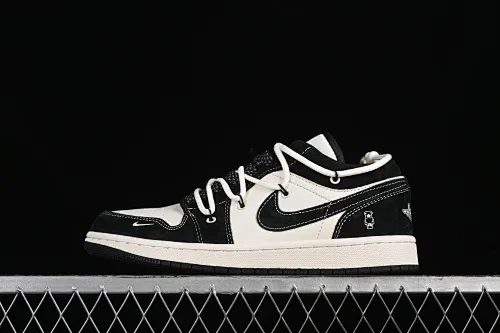 All categories Air Jordan Jordan series basketball shoes Air Jordan 1 Low High-end customized low-top sneakers Air Jordan 1 Low AJ1 Joe 1 Violent Bear joint-beige mark line High-end customized low-top retro basketball shoes SJ9950-013